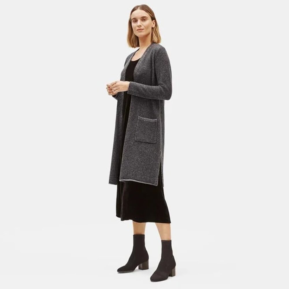 Eileen Fisher Lofty Recycled Cashmere Long Cardigan Sweater small